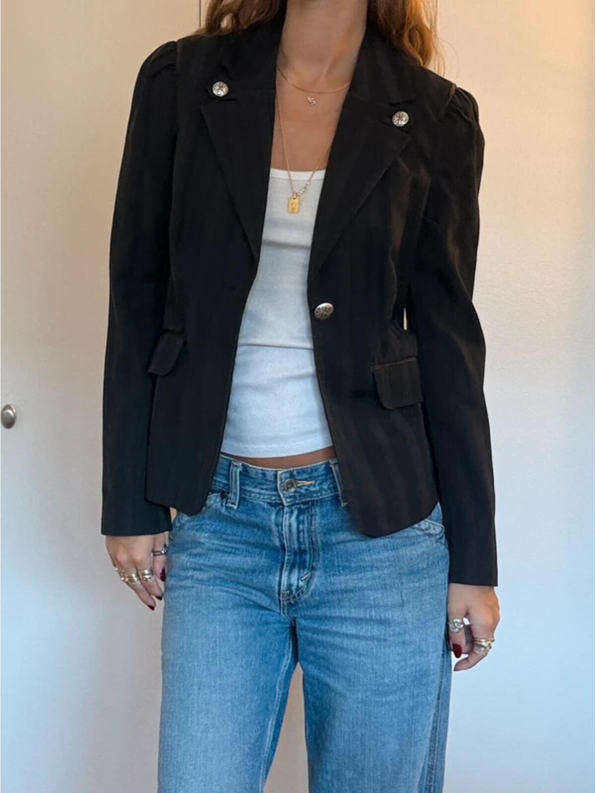 Vintage Y2k Black Striped Bebe Blazer